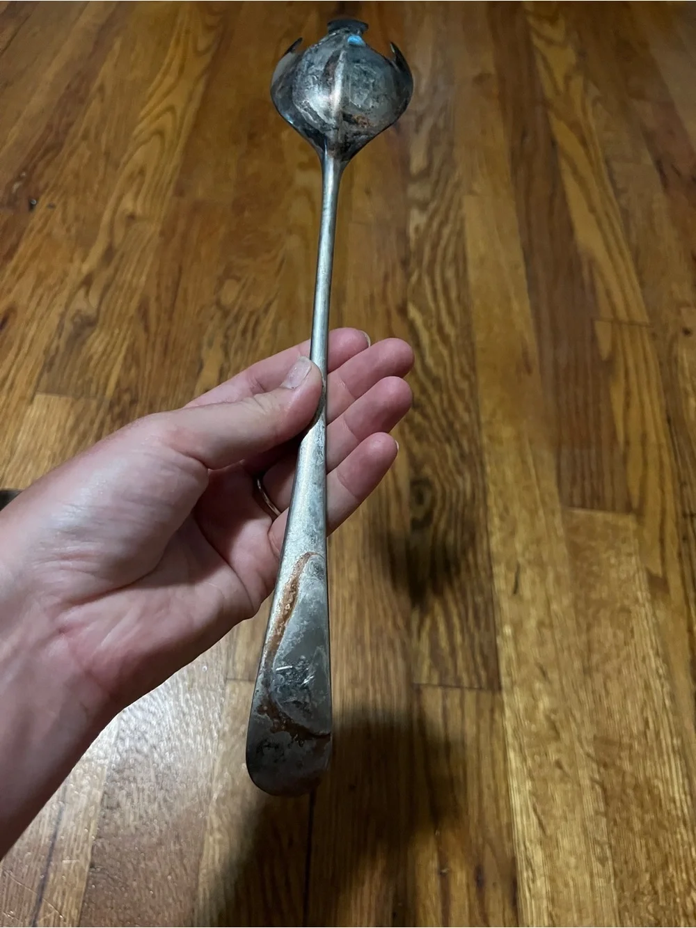 Vintage-Style Silver Serving Ladle and Fork Set - Silver